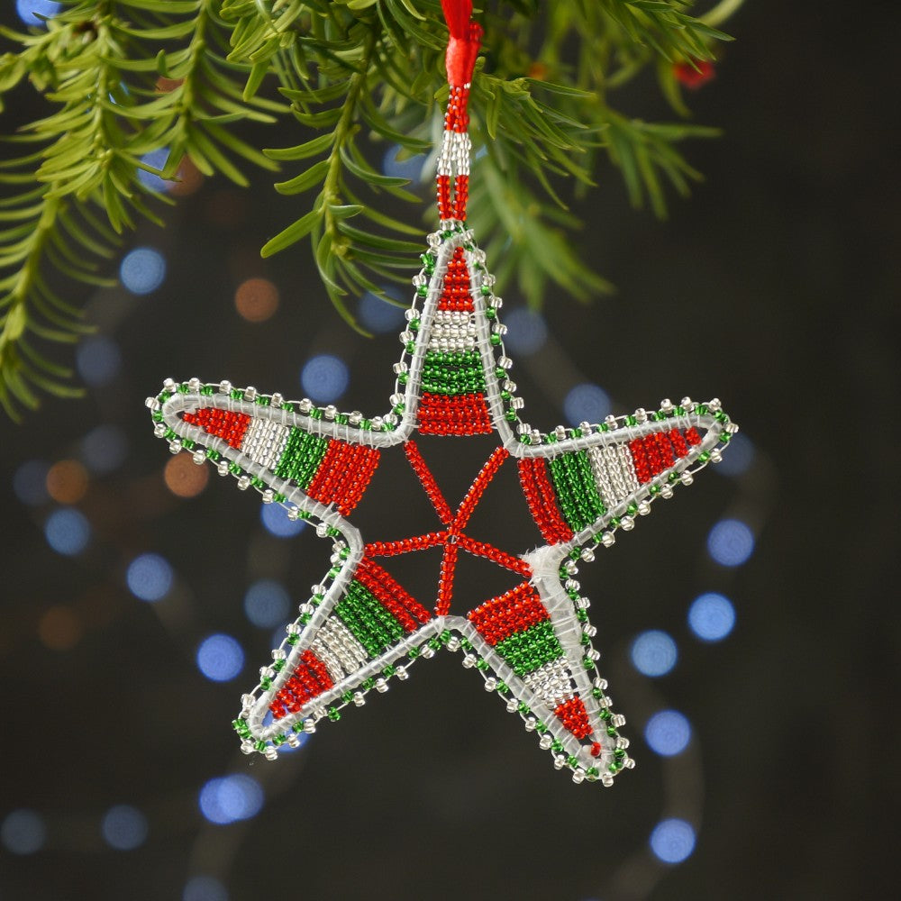 Multi-Coloured Beaded Christmas Star