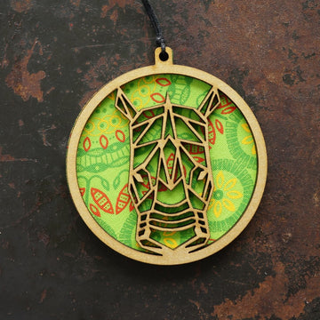 Rhino Shweshwe Wooden Ornament