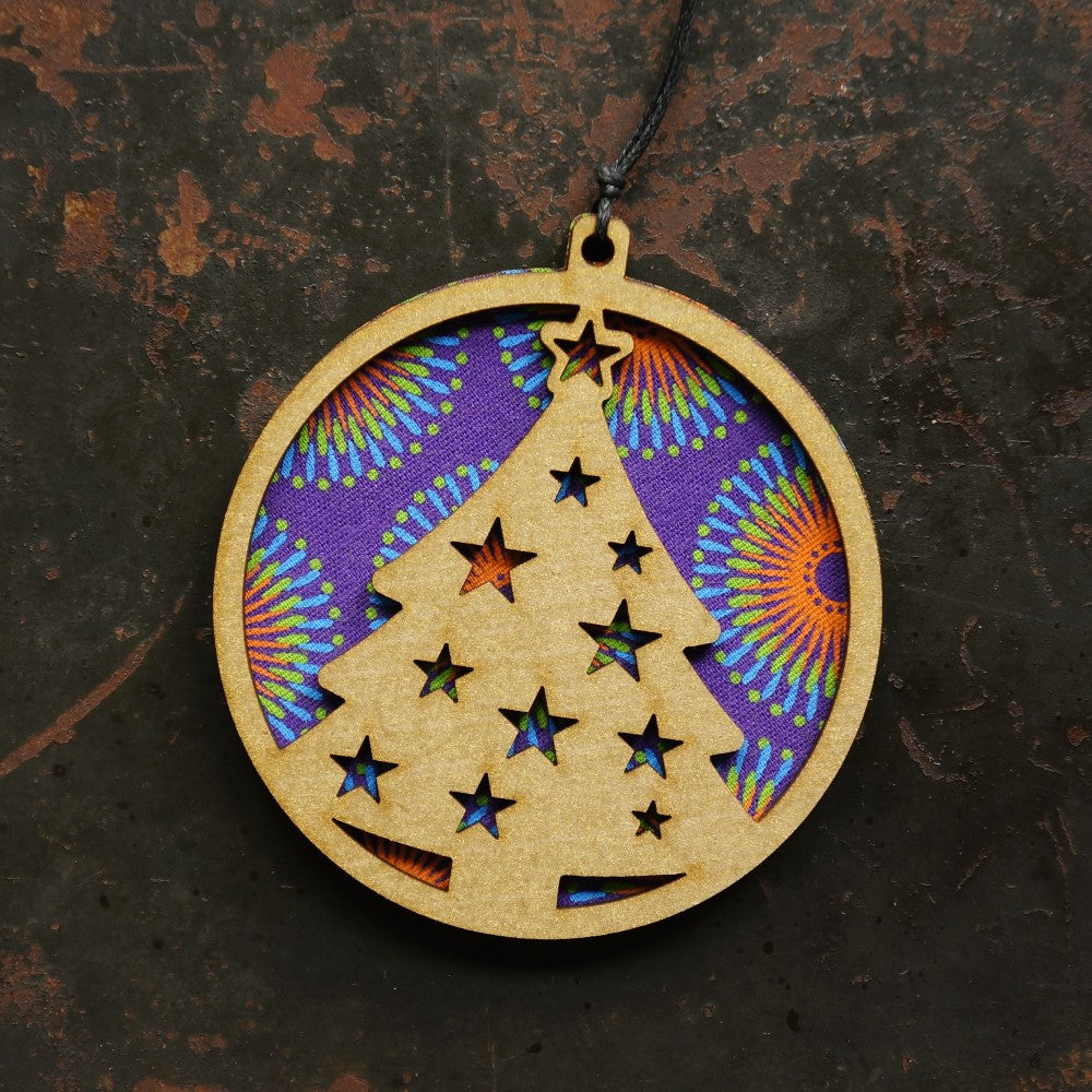 Shweshwe Tree Layered Disc Ornament