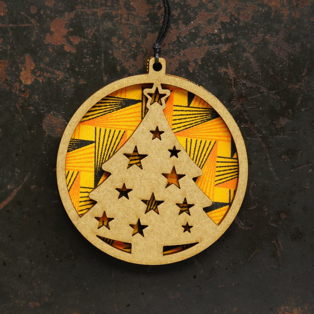 Shweshwe Tree Layered Disc Ornament