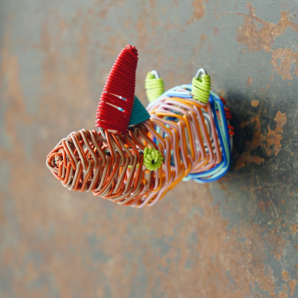 Telephone Wire Rhino Head Magnet