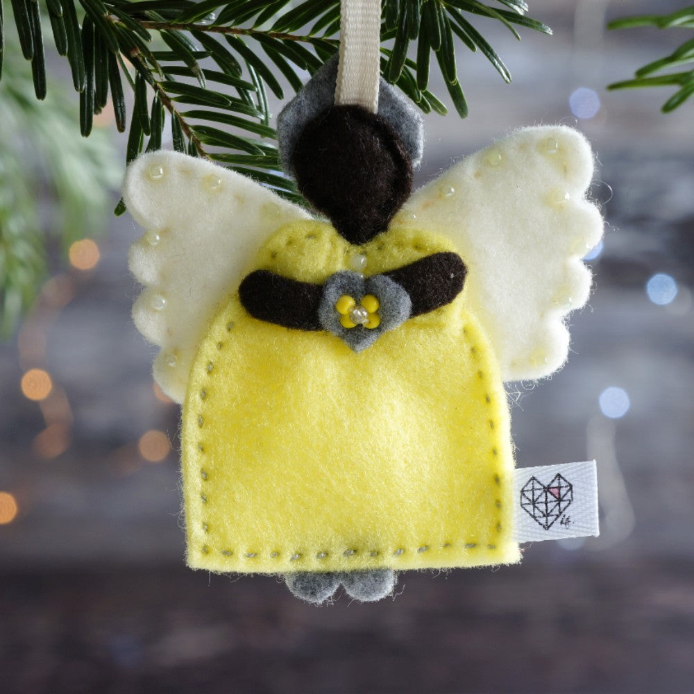 Heartfelt African Angel in Yellow and Grey