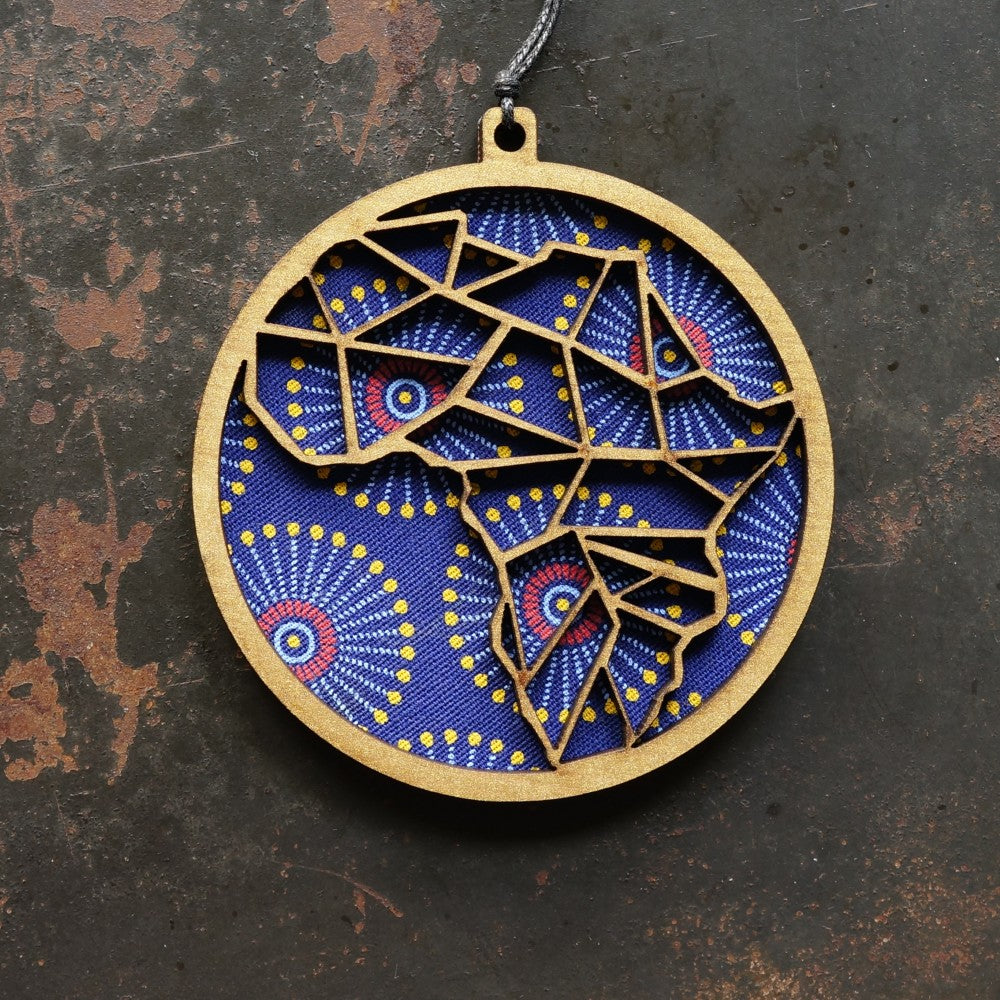 Shweshwe Africa Layered Disc Ornament