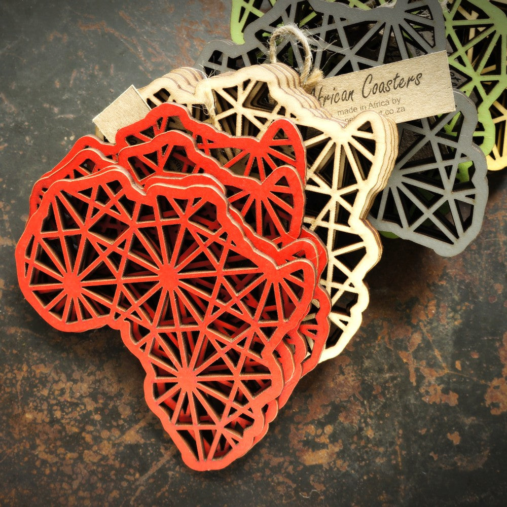 Africa-shaped Coasters - Set of 4