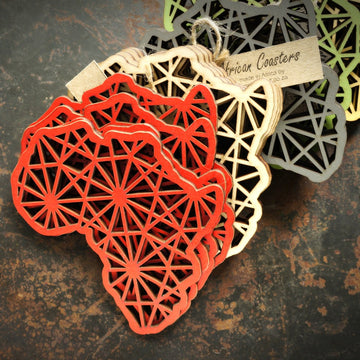 Africa-shaped Coasters - Set of 4