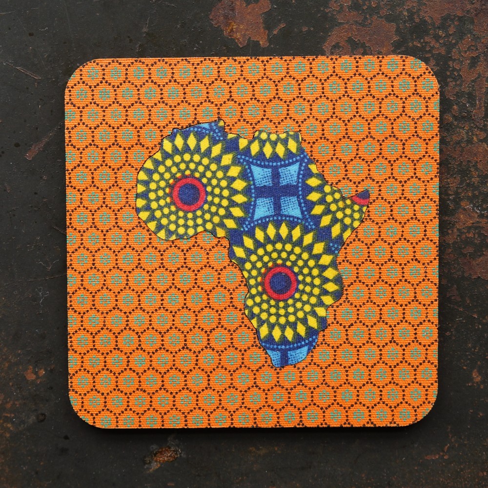 Africa Map Shweshwe Coasters
