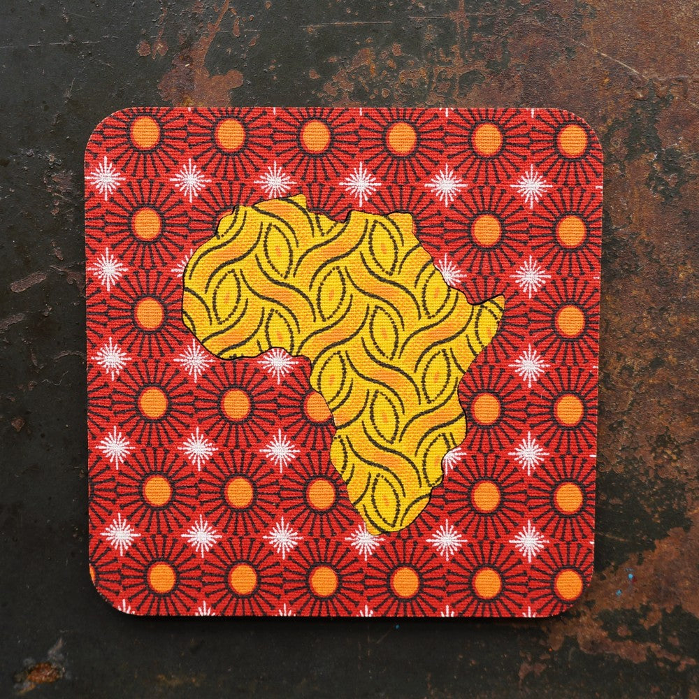 Africa Map Shweshwe Coasters