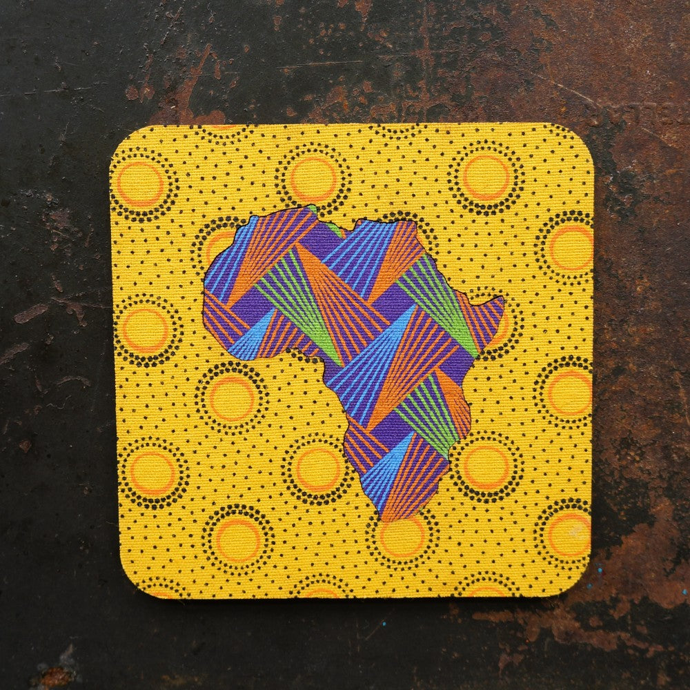 Africa Map Shweshwe Coasters