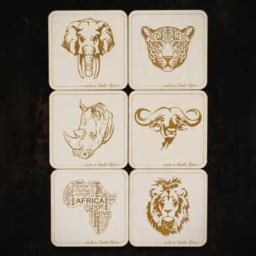 Africa & Big Five Wooden Coasters - Set of 6