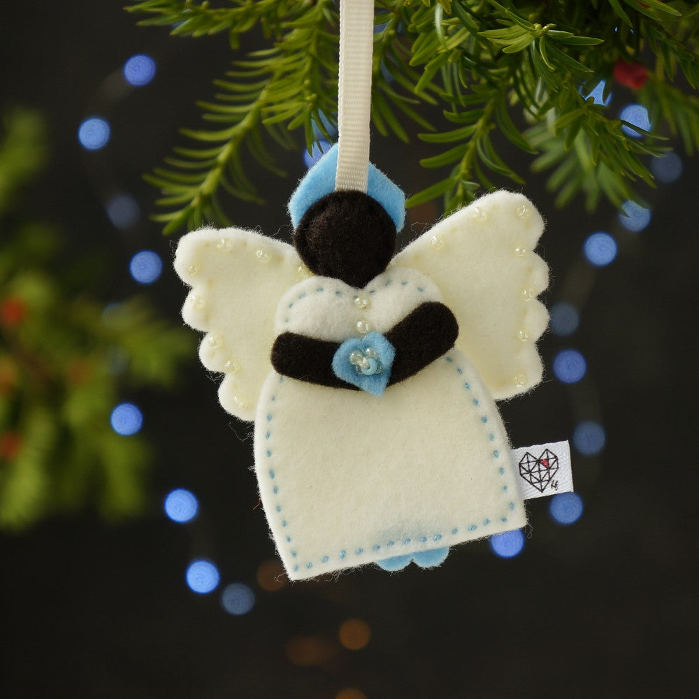 African Angel in Cream and Blue