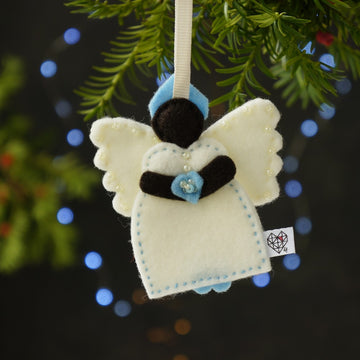 African Angel in Cream and Blue