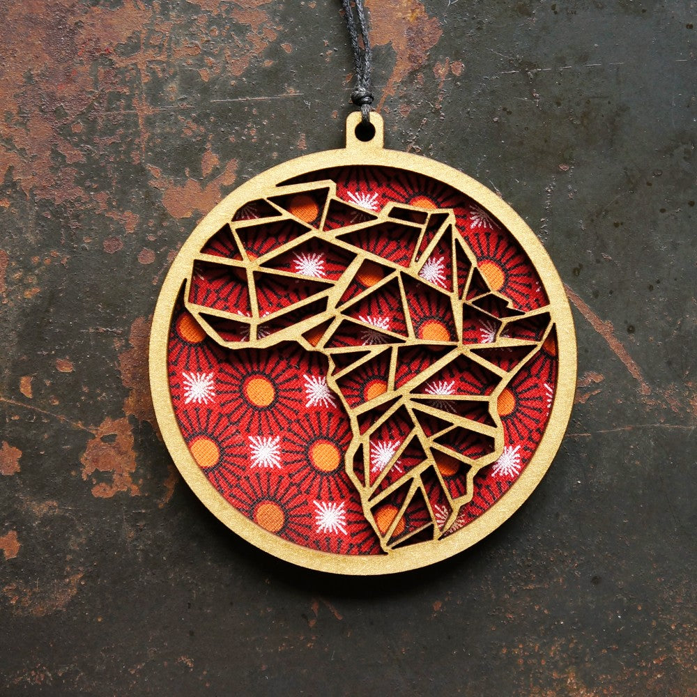 Africa Shweshwe Wooden Ornament