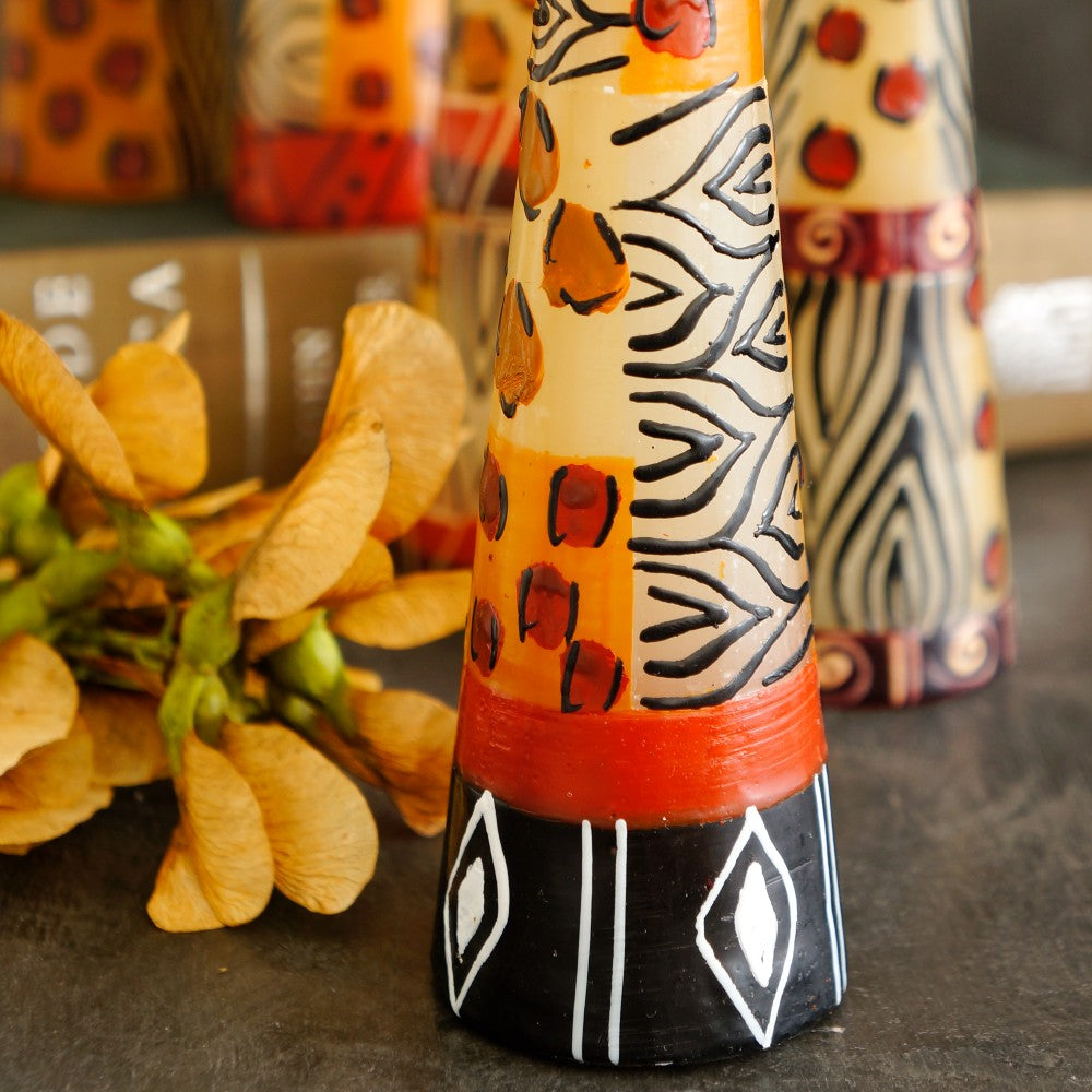 Hand-Painted African Animal Print Candles