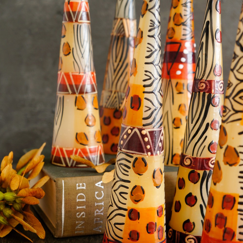 Hand-Painted African Animal Print Candles