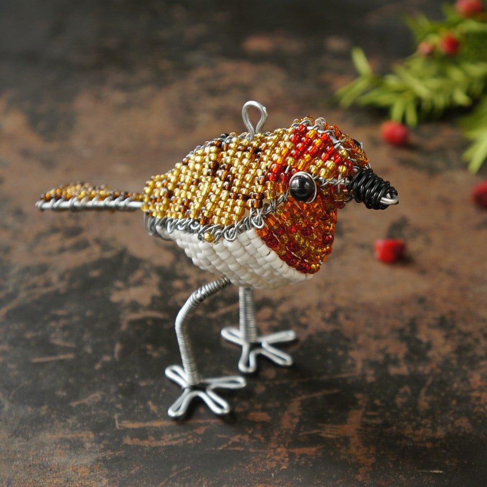 Handcrafted 3D Robin Hanging Christmas Decoration