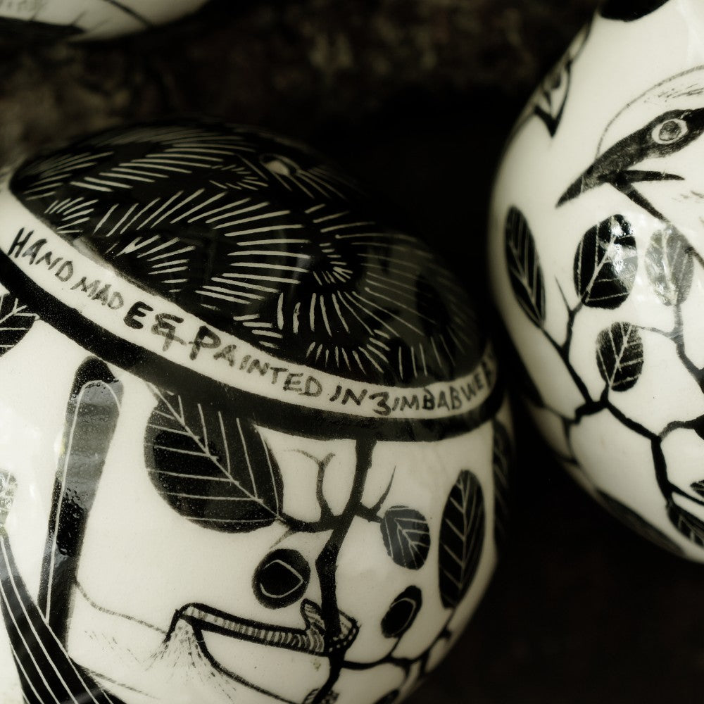 Black Bird Ceramic Bauble - Medium