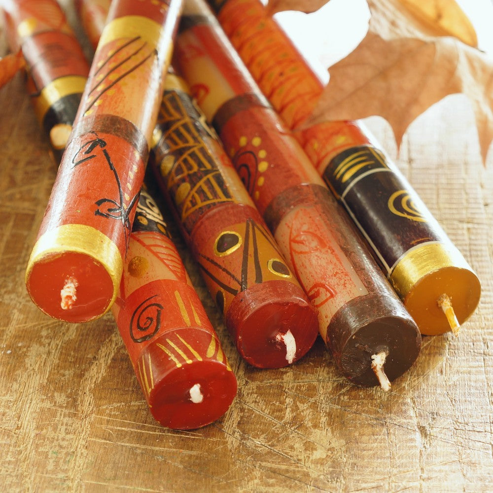 Hand-Painted Safari Gold Candles
