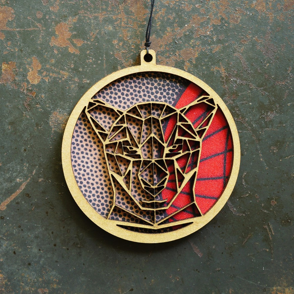 Shweshwe Leopard Layered Disc Ornament