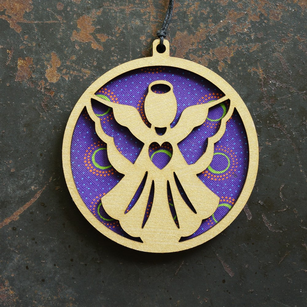 Shweshwe Angel Layered Disc Ornament