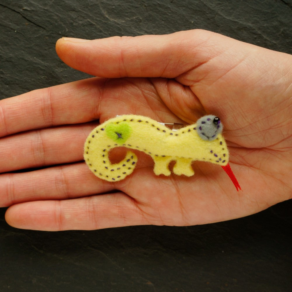Hand-sewn Chameleon Brooch