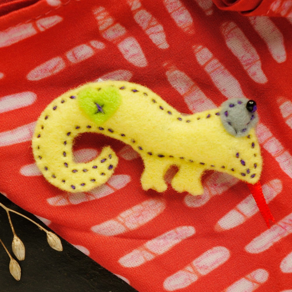 Hand-sewn Chameleon Brooch