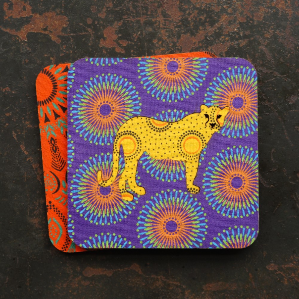 Cheetah Shweshwe Coasters