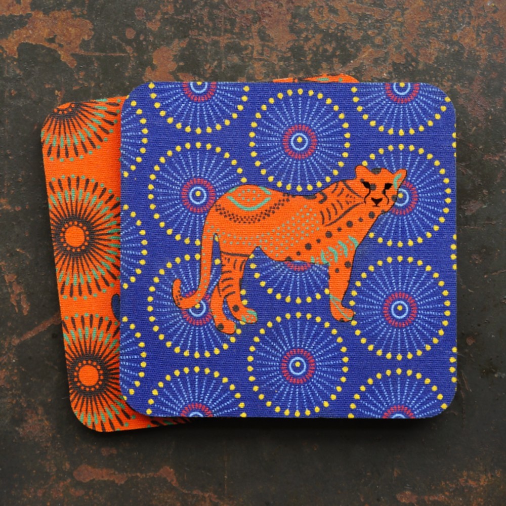Cheetah Shweshwe Coasters