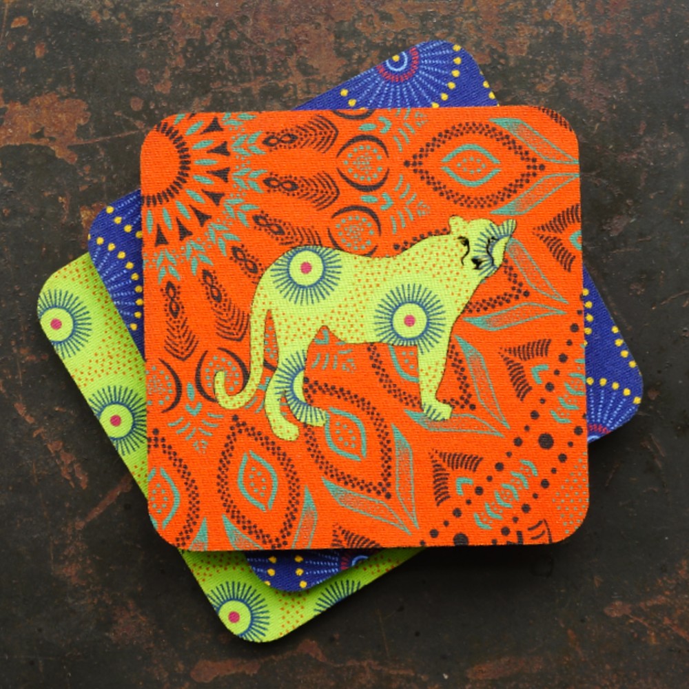 Cheetah Shweshwe Coasters