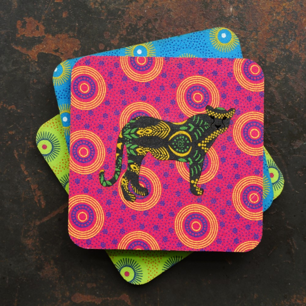 Cheetah Shweshwe Coasters