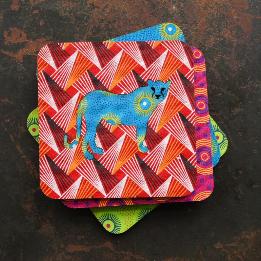 Cheetah Shweshwe Coasters