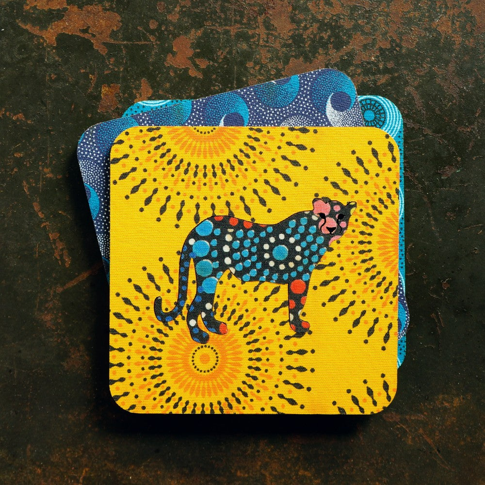 Cheetah Shweshwe Coasters