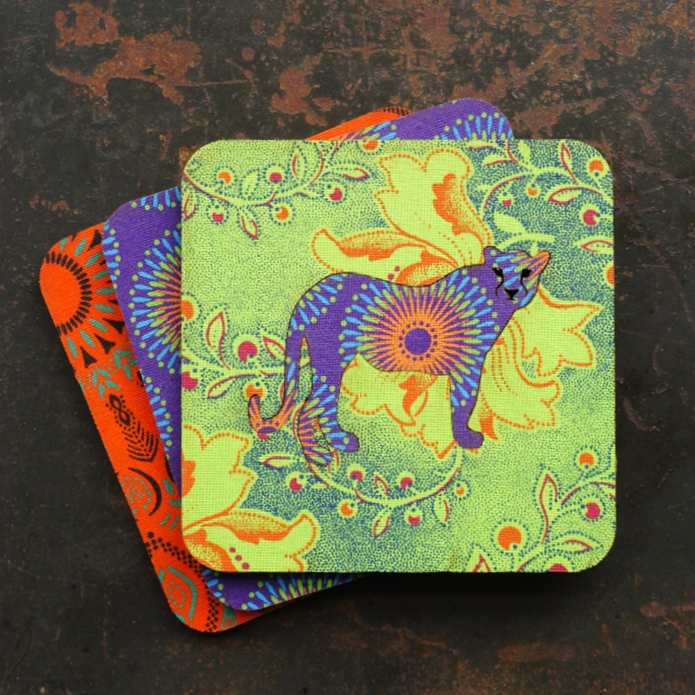 Cheetah Shweshwe Coasters