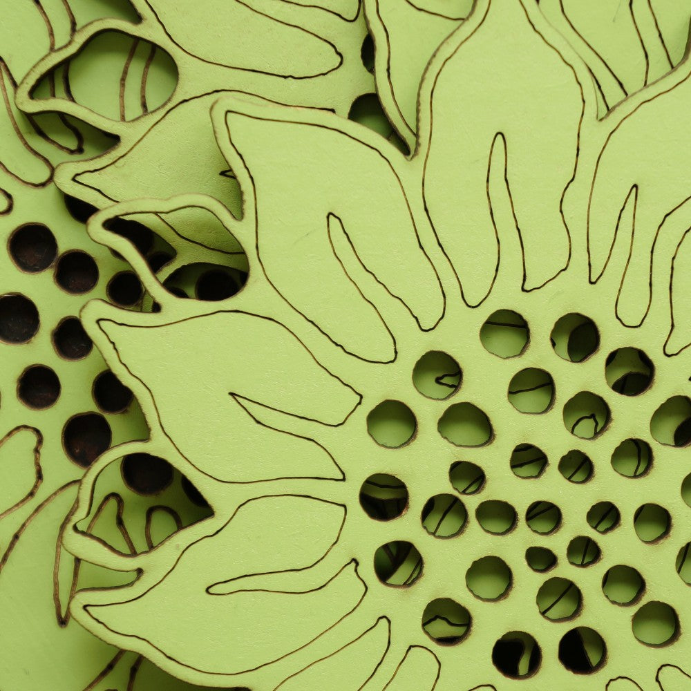 Close-Up Details of Green Sunflower Coasters