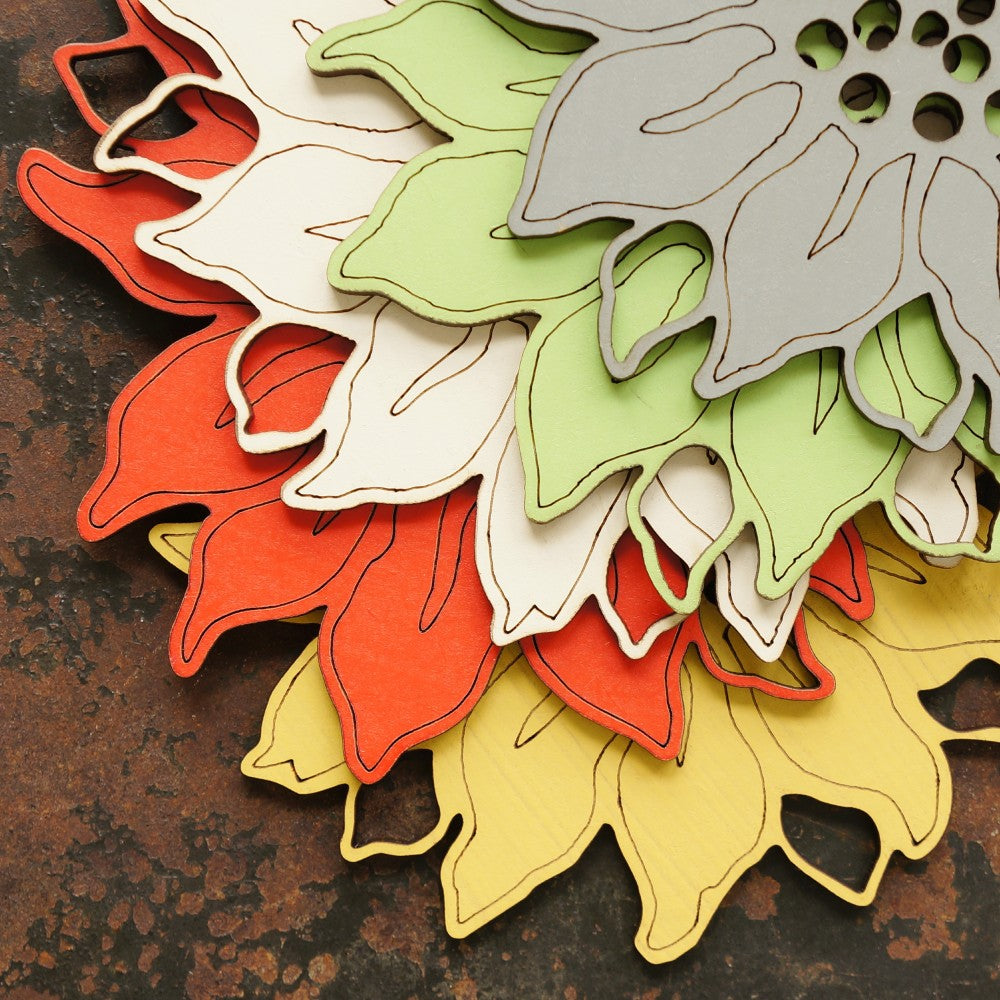 Close-Up Details of Sunflower Coasters