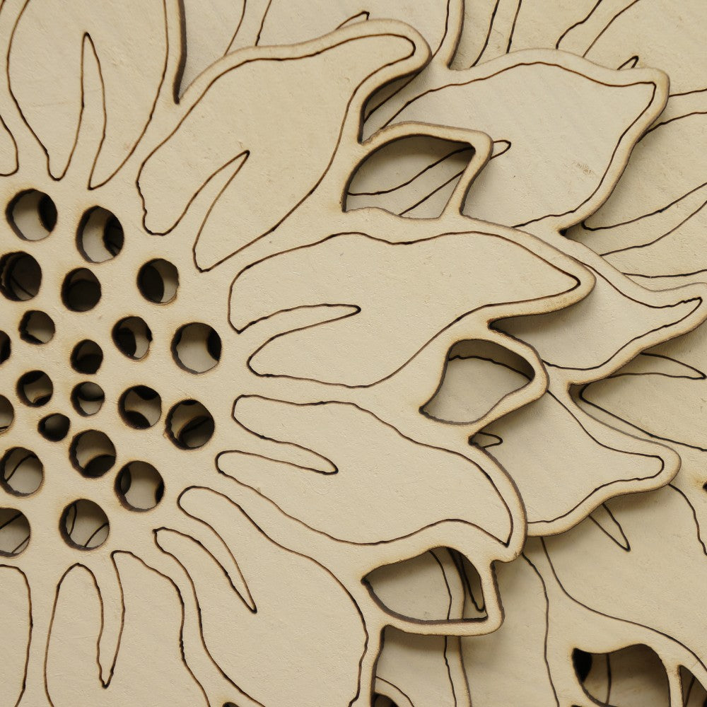 Close-Up Details of Cream Sunflower Coasters