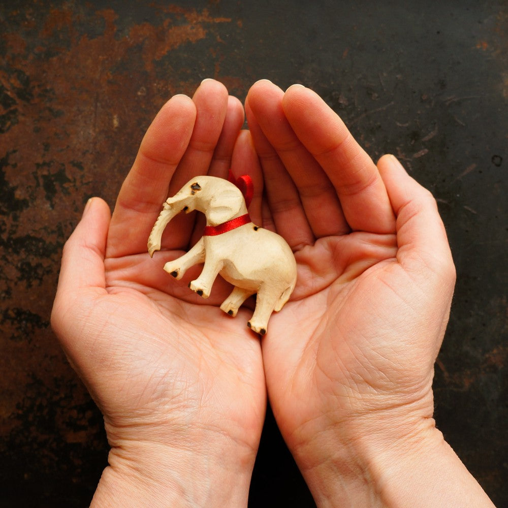 Hand-Carved Elephant Figurine