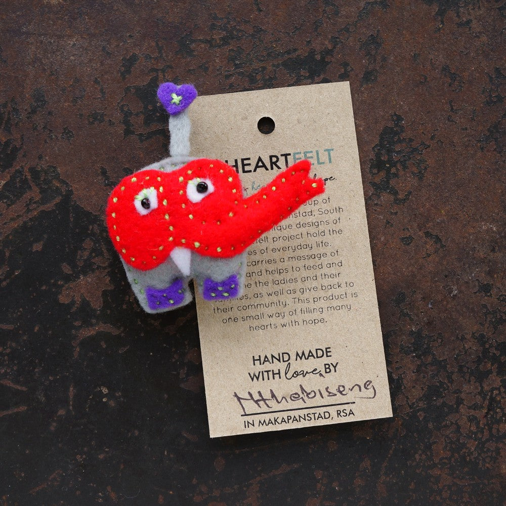 Elephant Felt Animal Brooch