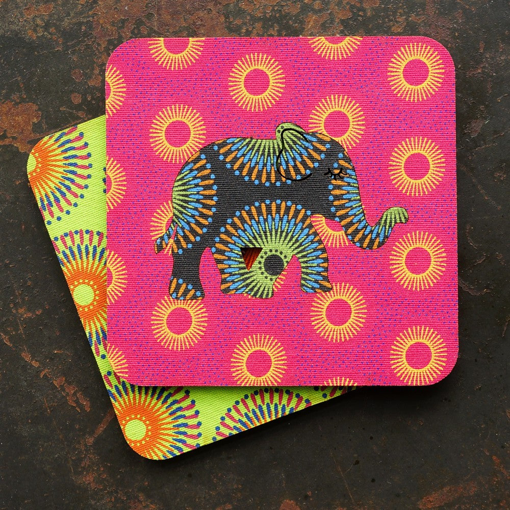 Elephant Shweshwe Coasters