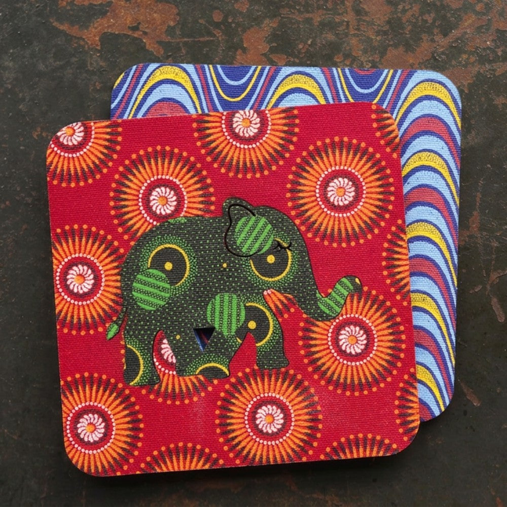 Elephant Shweshwe Coasters