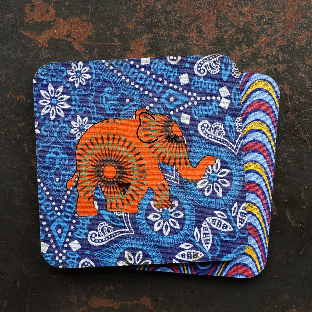 Elephant Shweshwe Coasters