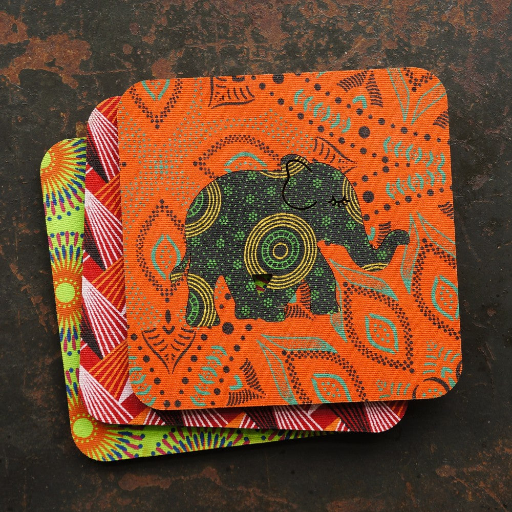 Elephant Shweshwe Coasters