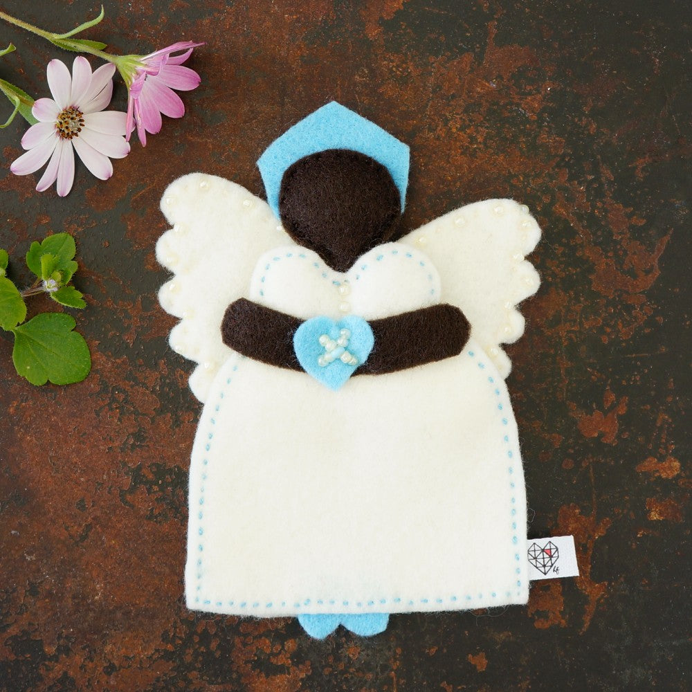 Cream & Blue Felt Angel Tree Topper