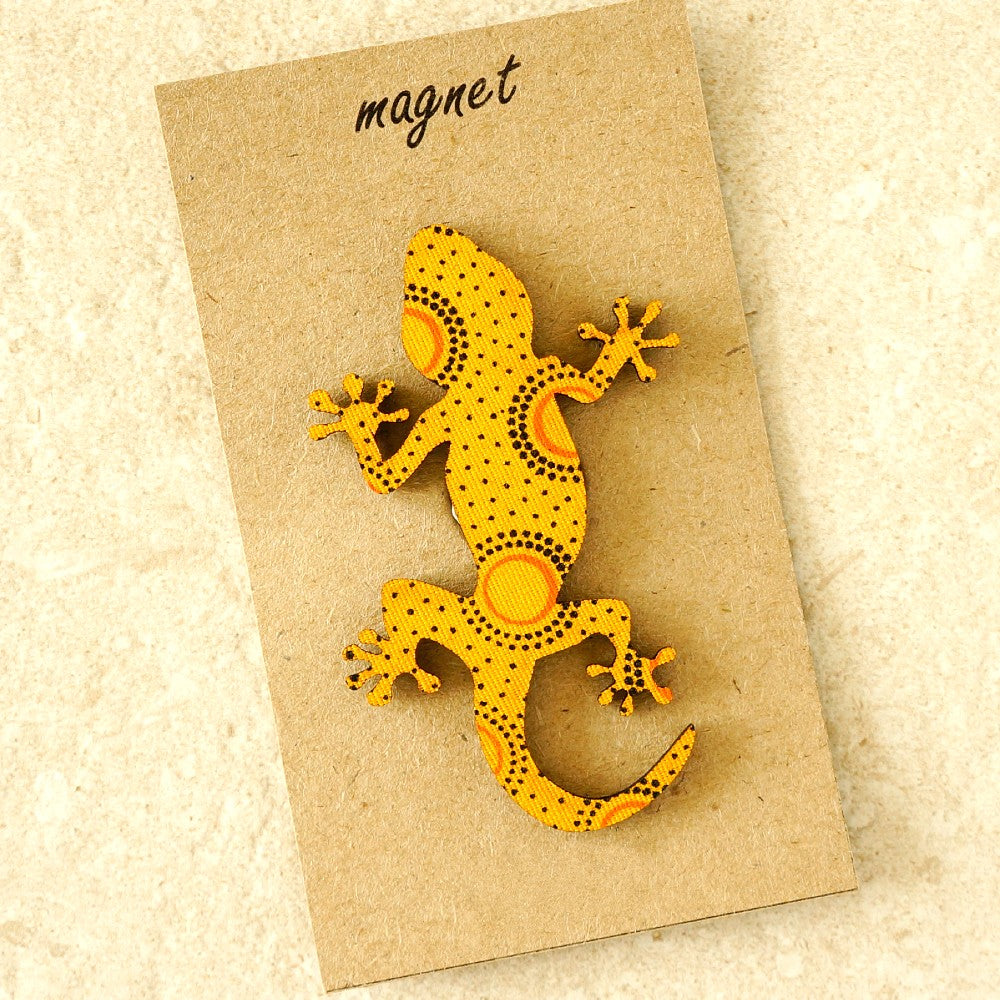 Gecko Shweshwe Wooden Magnet