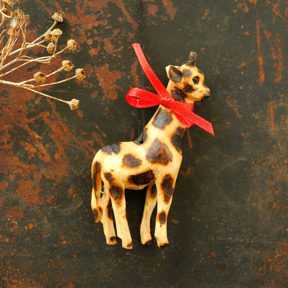 Hand-Carved Giraffe Figurine