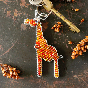 Giraffe Beaded Keyring