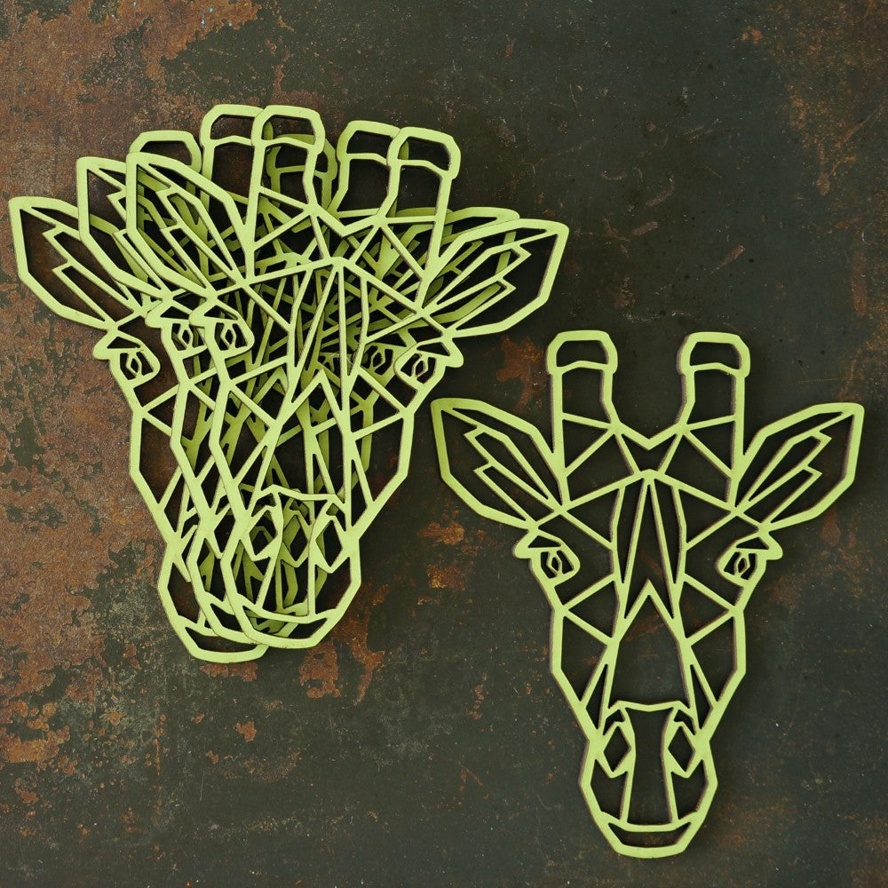 Giraffe Laser‑Cut Wooden Coasters – Set of 4