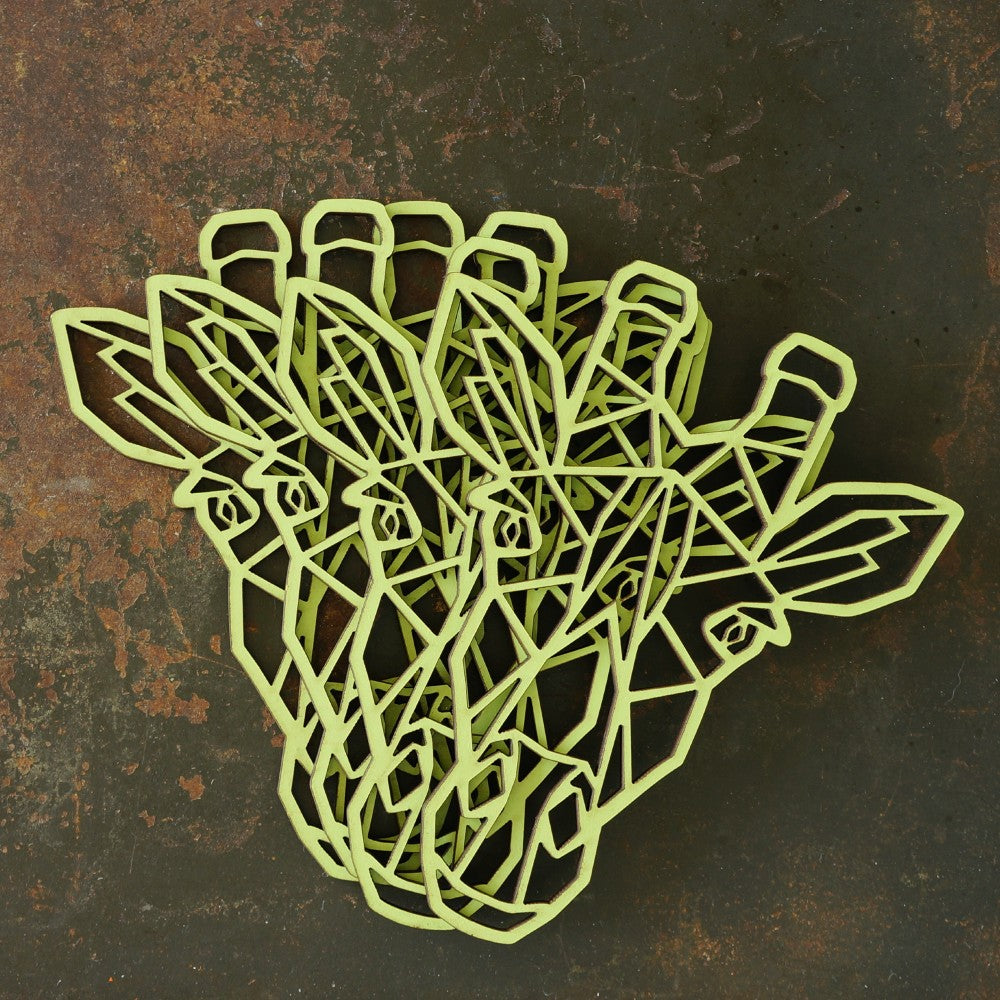Giraffe Laser‑Cut Wooden Coasters – Set of 4