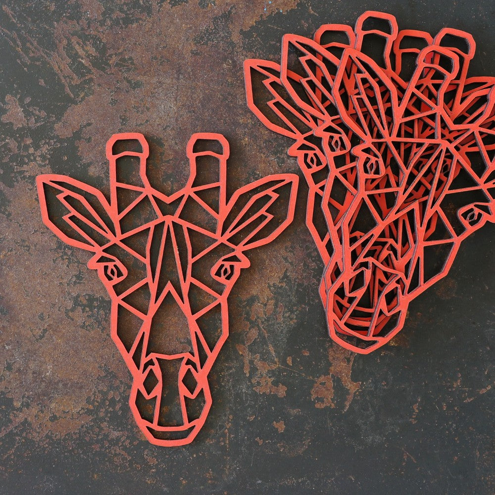 Giraffe Laser‑Cut Wooden Coasters – Set of 4