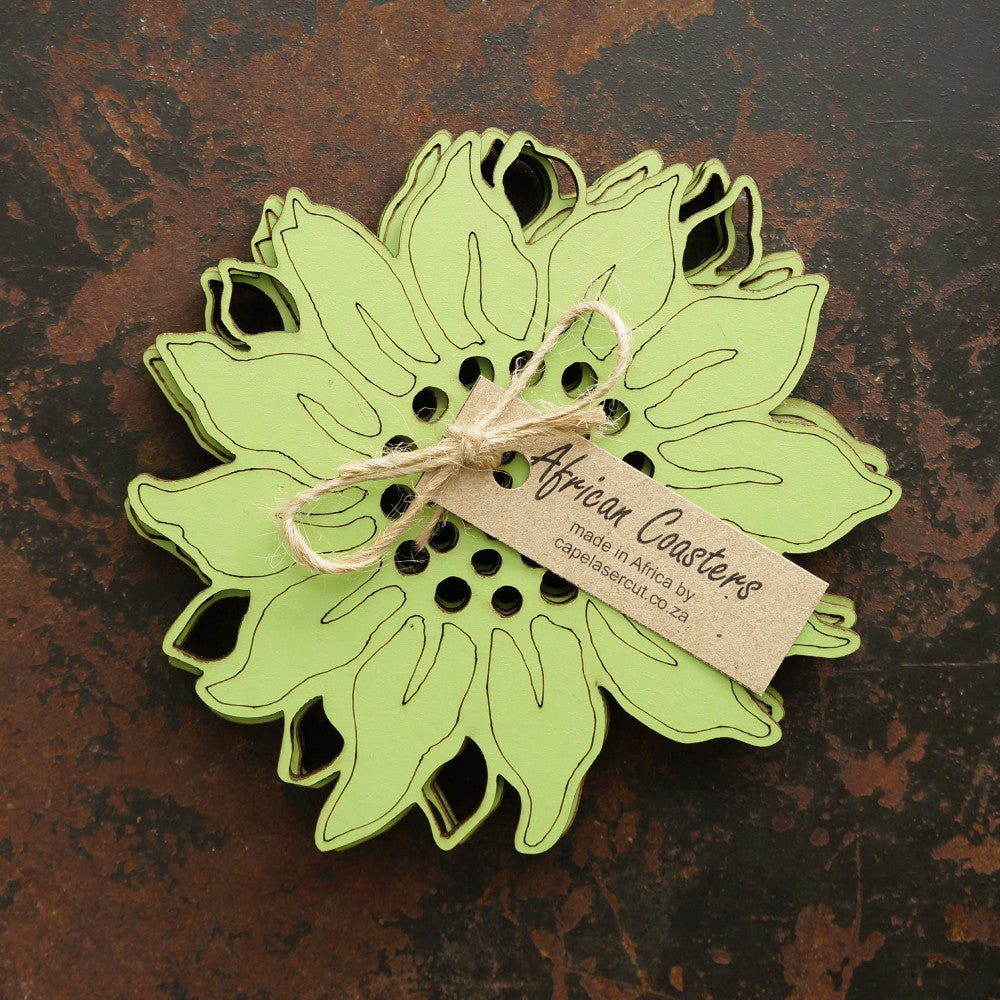 Green Sunflower Coasters - Set of 4