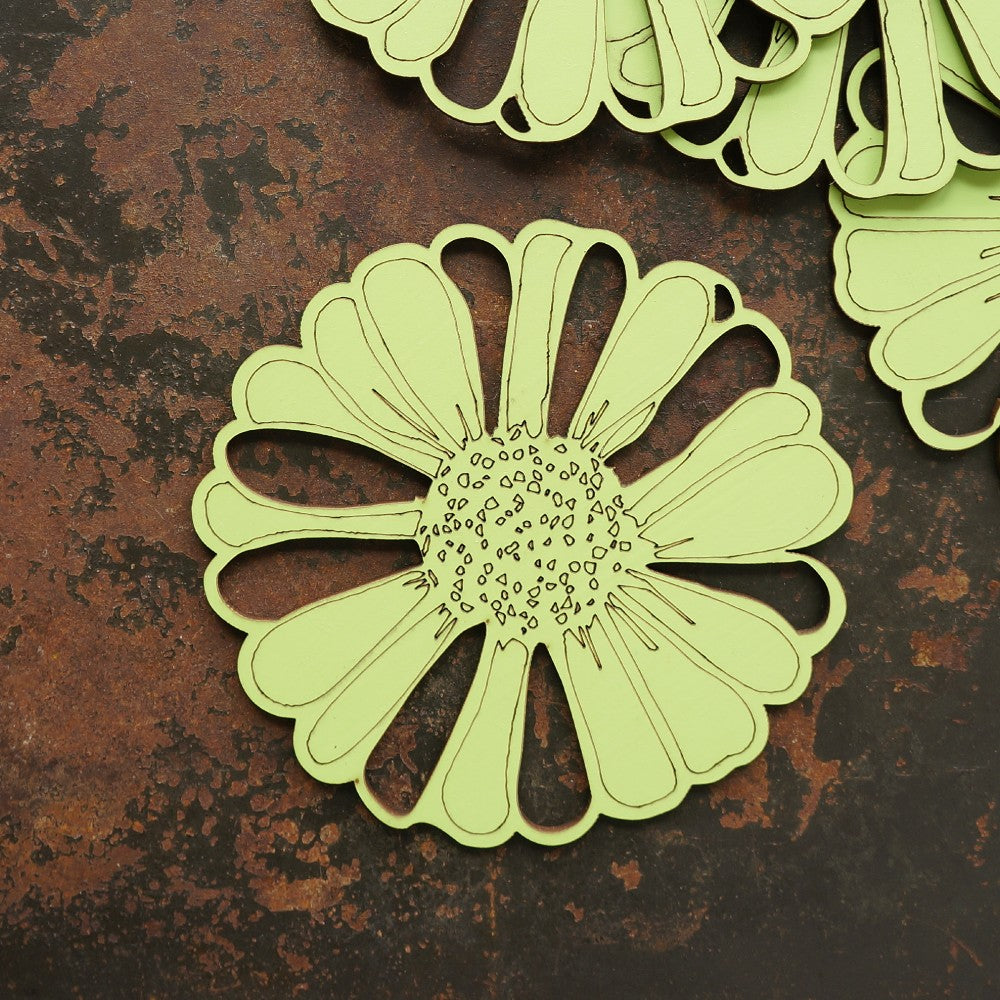 Vygie Flower Laser‑Cut Wooden Coasters – Set of 4